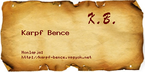 Karpf Bence névjegykártya